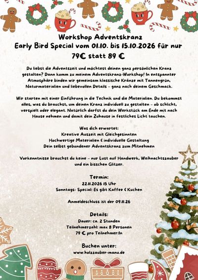 Adventskranz-Workshops: Frühbucher-Angebot