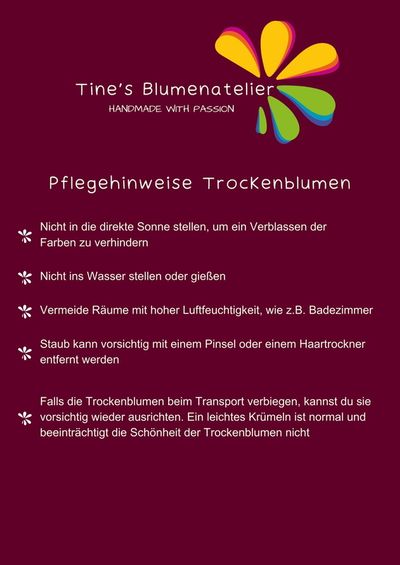 Pflegehinweise für Trockenblumen